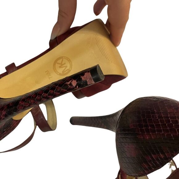 Michael Kors Red Wine Suede & Snakeskin High Heels - Picture 11 of 11